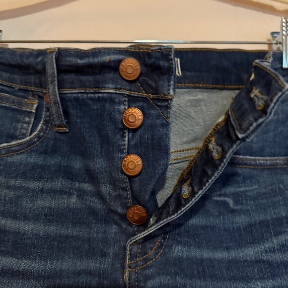 Madewell Womens 10" High-Rise Skinny Jeans Size 26 Dark Wash Distressed Denim Bu - Picture 3 of 15